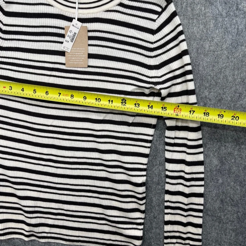 Madewell Sweater Womens Small Striped Double Layered Crewneck Merino Silk Blend